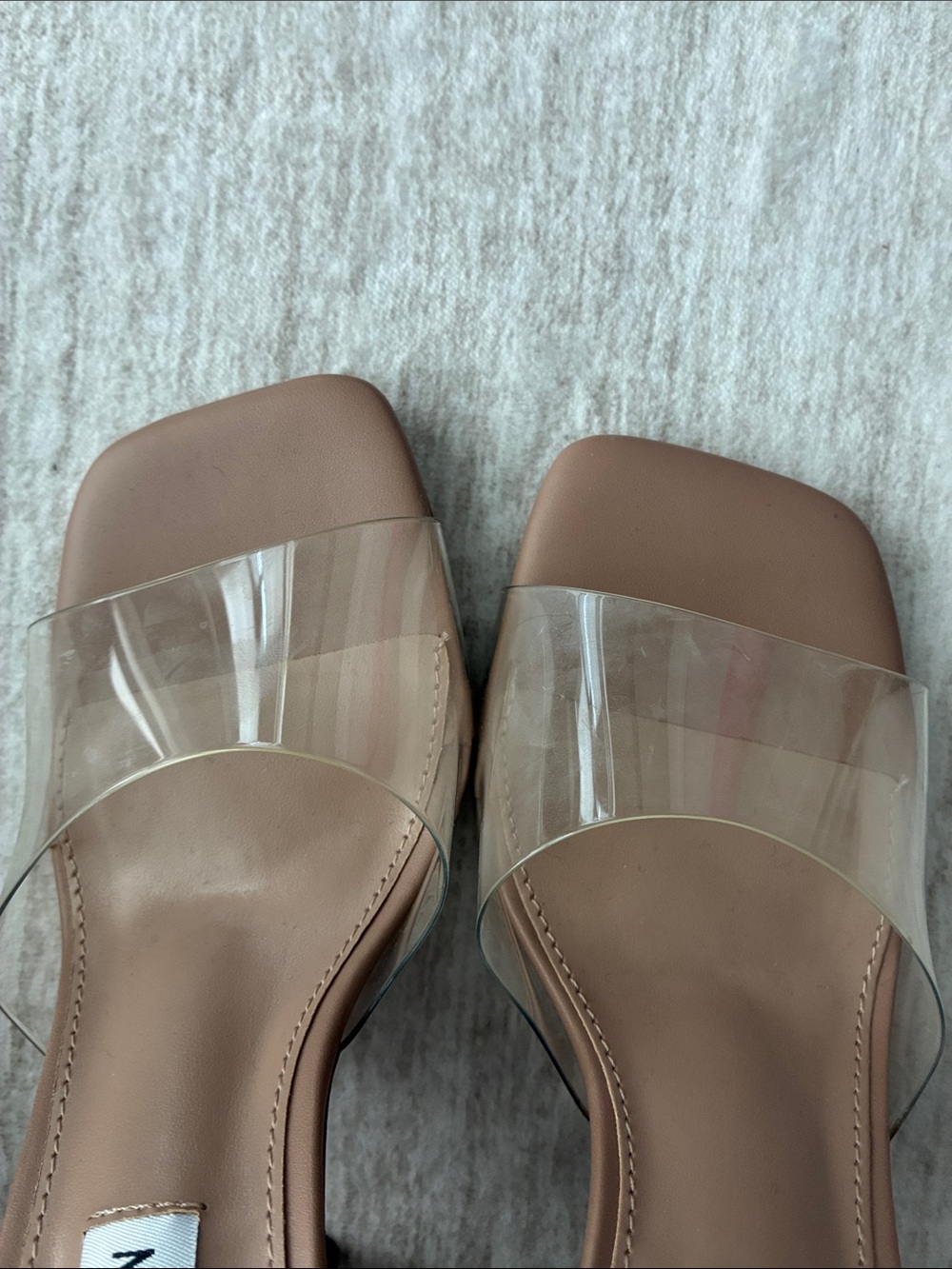 Steve Madden Clear Strap Slide Mules in Tan - Picture 8 of 8